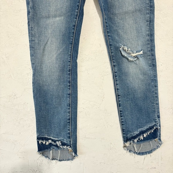 Blank NYC Light Blue Distressed Ankle Cropped Skinny Jeans MidRise Raw Hem Sz 27 - Picture 4 of 14
